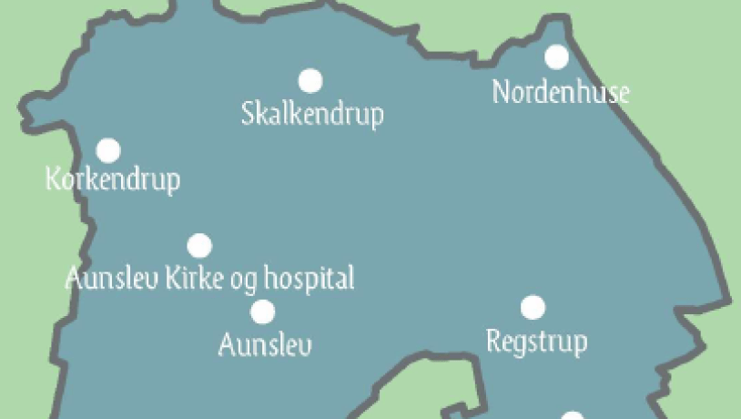 Kort over Aunslev Sogn