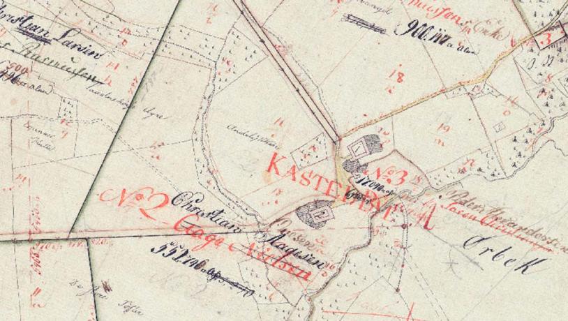 Kastel by på det tidlige udskiftningskort fra 1797