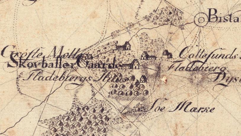 Skovballe på Videnskabernes Selskabs Konceptkort fra 1776
