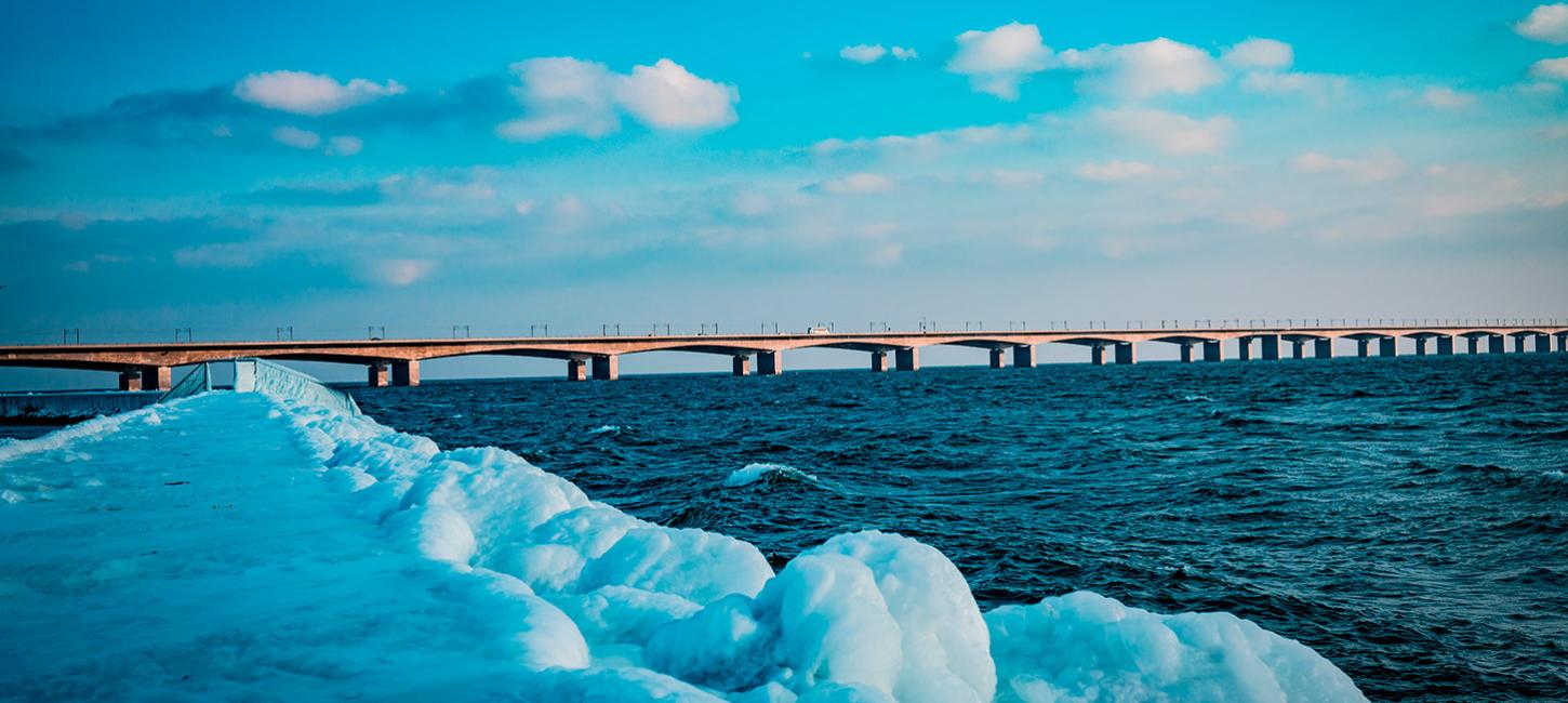 Nyborg Fyn Danmark Vinter Storebæltsbroen