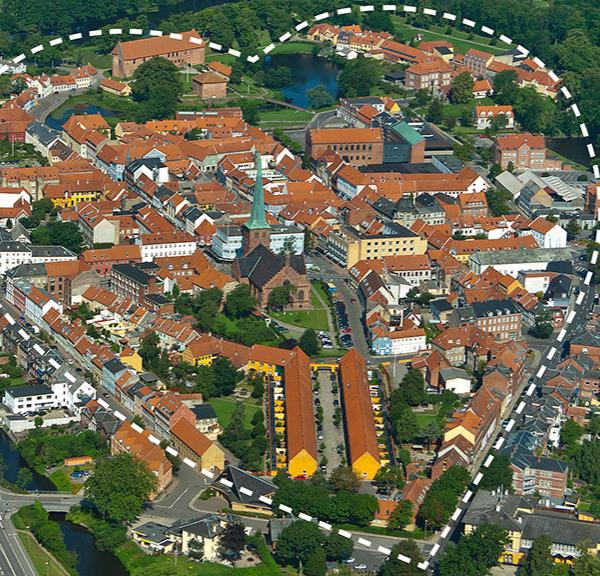 Luftfoto af Nyborg Danmarks Riges Hjerte